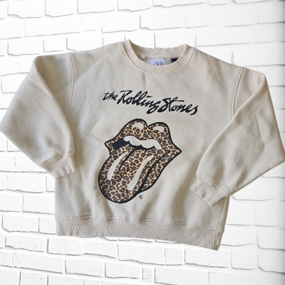 Zara Cream Rolling Stones Sweatshirt Y9-10
